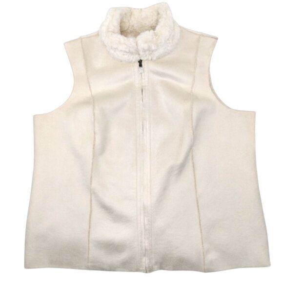 Coldwater Creek Women's Size 2X Cream Swirl Fully Reversible Faux Suede Vest - Picture 4 of 9